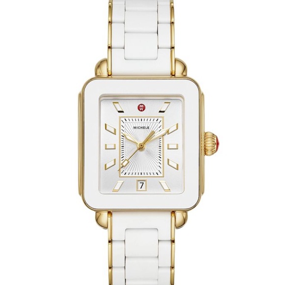 Michele Deco Sport Gold and White Silicone Wrapped Bracelet MWW06K000016 - Picture 1 of 9